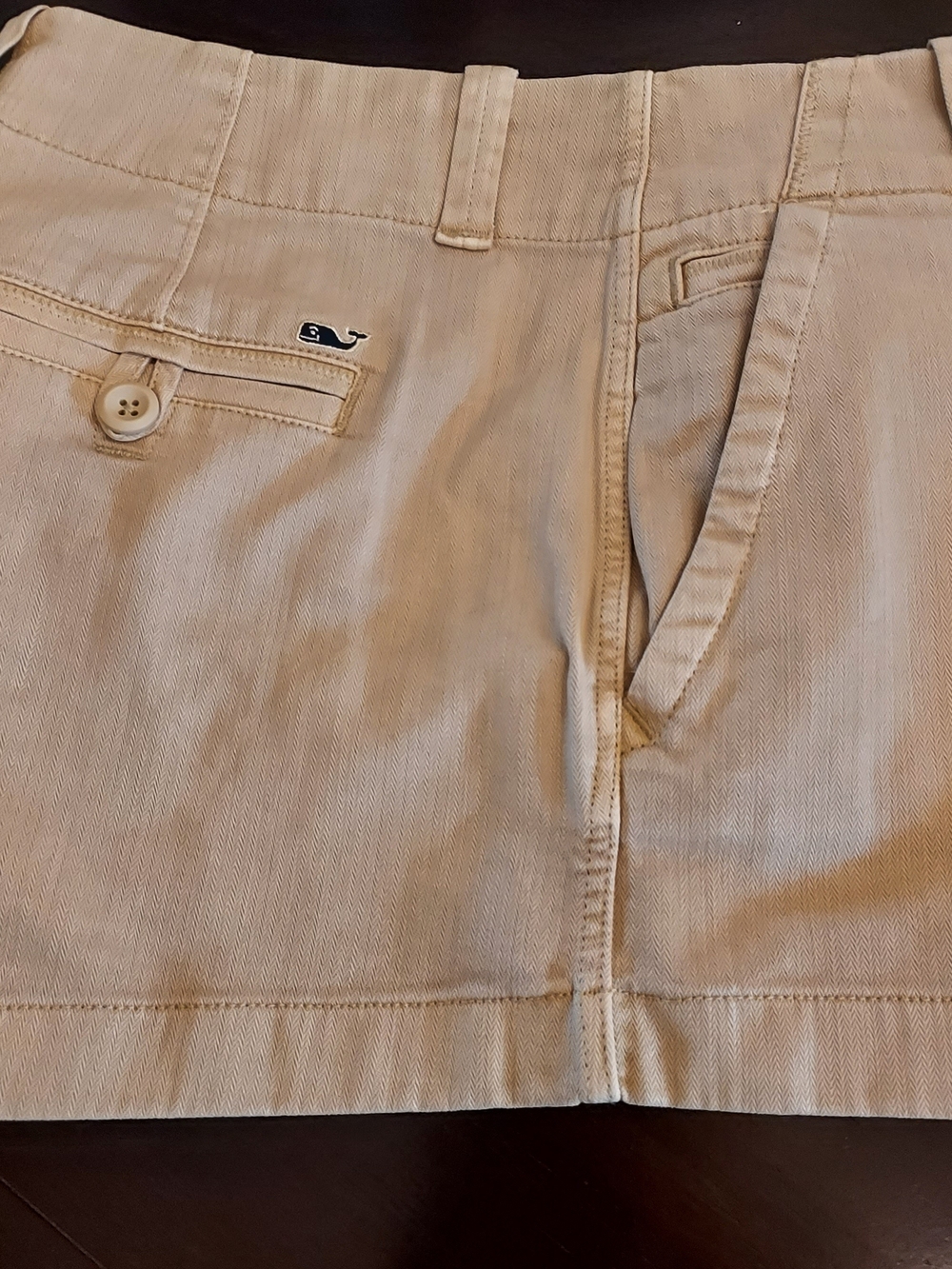 Vineyard Vines Khaki Herringbone High-Rise Tailored Women's Shorts. Sz. 00 - Picture 3 of 16